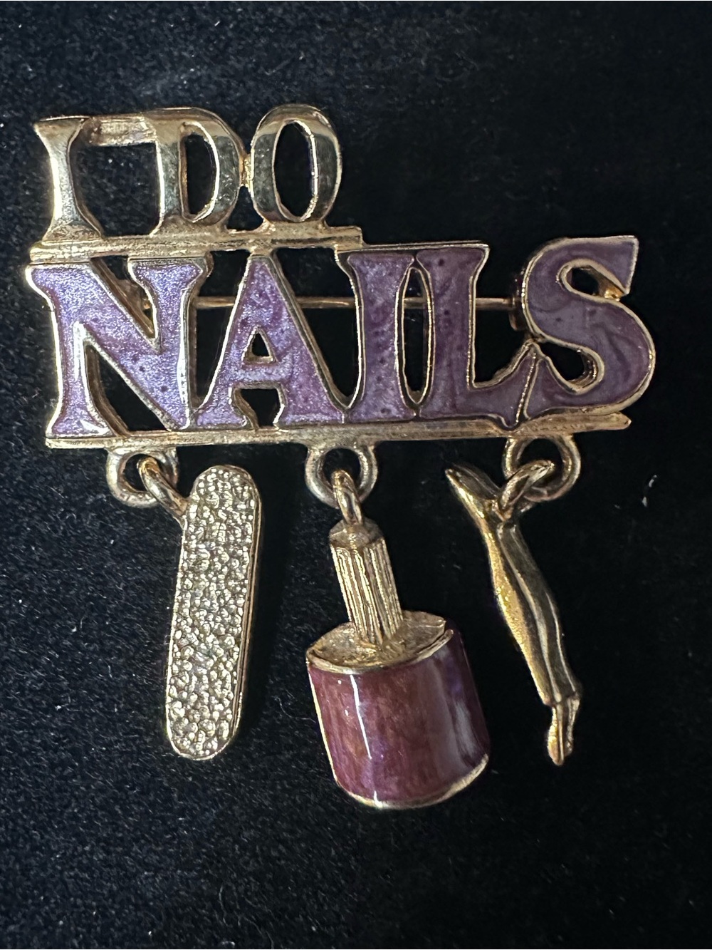 I Do Nails Vintage Enamel brooch - Purple and Gold